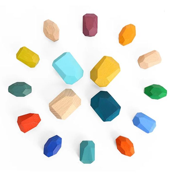 Tooky Toy Co Wooden Stacking Stones - 16 pcs  18x14x5cm Online now