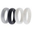 ROQ Silicone Wedding Ring Set - Black-White by ROQ for Women - 4 x 9 mm Ring For Cheap