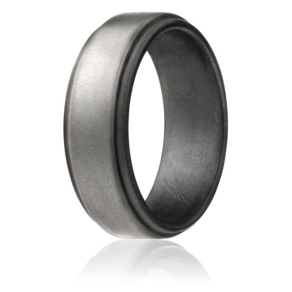 ROQ Silicone Wedding Ring - Step Edge Style - Platinum by ROQ for Men - 13 mm Ring Online now