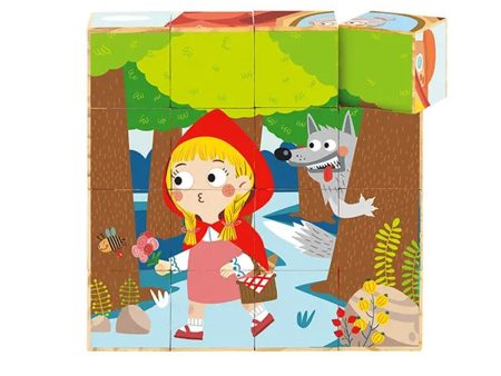 Tooky Toy Co Block Puzzle - Little Red Riding Hood  14x14x4cm Cheap