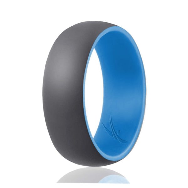 ROQ Silicone Wedding Ring - Duo Collection Dome Style - Light Blue-Grey by ROQ for Men - 12 mm Ring Online