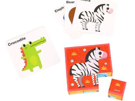 Tooky Toy Co Animal Block Puzzle  14x14x5cm For Cheap