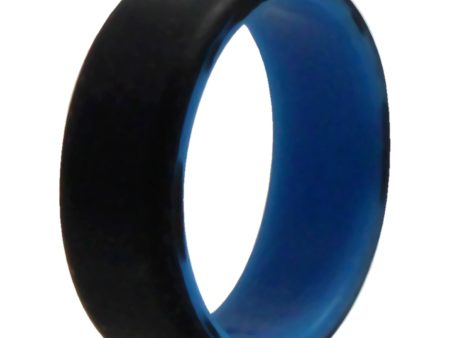 ROQ Silicone Wedding 2Layer Beveled 8mm Ring - Blue-Black by ROQ for Men - 11 mm Ring on Sale