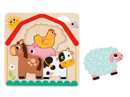 Tooky Toy Co Multi-layered Farm Puzzle  17x17x2cm Online now