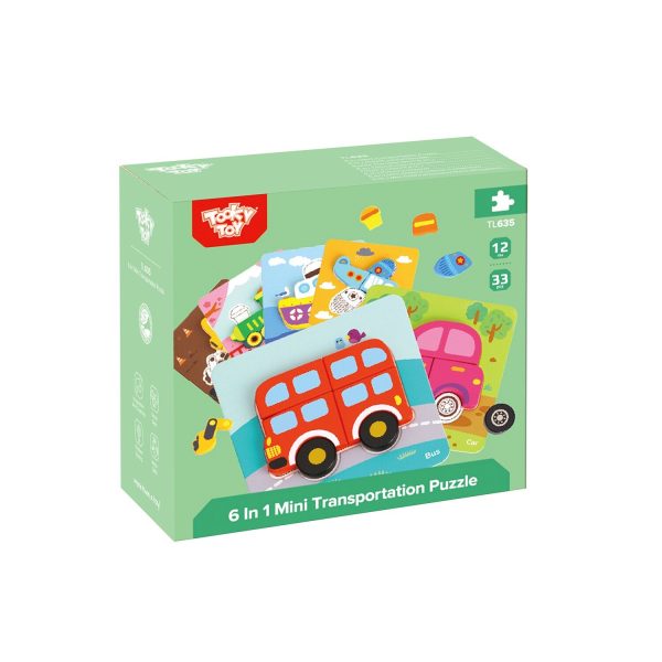 Tooky Toy Co 6 In Mini Transportation Puzzle  17x17x2cm Fashion