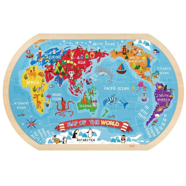 Tooky Toy Co World Map Puzzle  45x30x1cm Online now