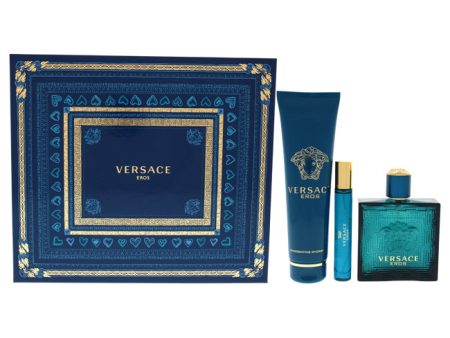 Versace Versace Eros by Versace for Men - 3 Pc Gift Set 3.4oz EDT Spray, 0.3oz EDT Spray, 5.0oz Invigorating Shower Gel Cheap