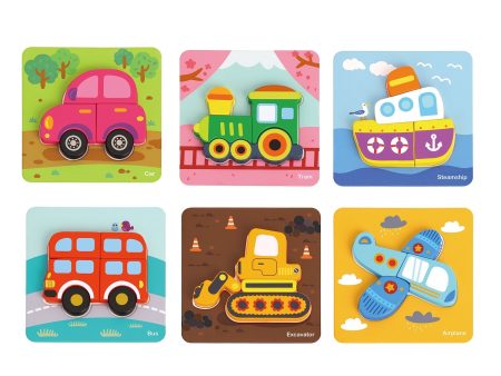 Tooky Toy Co 6 In Mini Transportation Puzzle  17x17x2cm Fashion