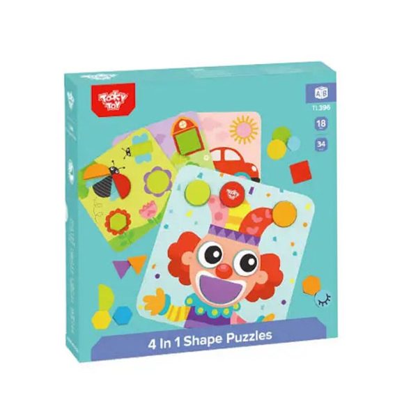 Tooky Toy Co 4 In 1 Shape Puzzles  23x23x5cm Sale