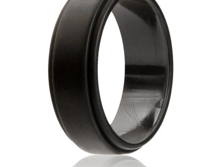 ROQ Silicone Wedding Ring - Step Edge Style - Black by ROQ for Men - 12 mm Ring Hot on Sale