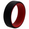 ROQ Silicone Wedding 2Layer Beveled 8mm Ring - Red-Black by ROQ for Men - 10 mm Ring Cheap