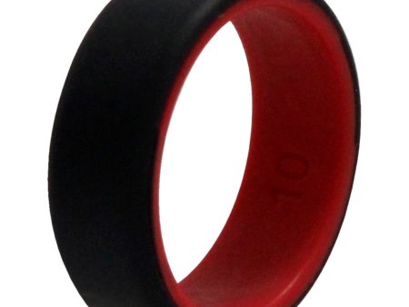 ROQ Silicone Wedding 2Layer Beveled 8mm Ring - Red-Black by ROQ for Men - 10 mm Ring Cheap