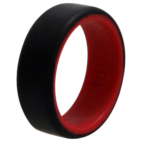 ROQ Silicone Wedding 2Layer Beveled 8mm Ring - Red-Black by ROQ for Men - 10 mm Ring Cheap