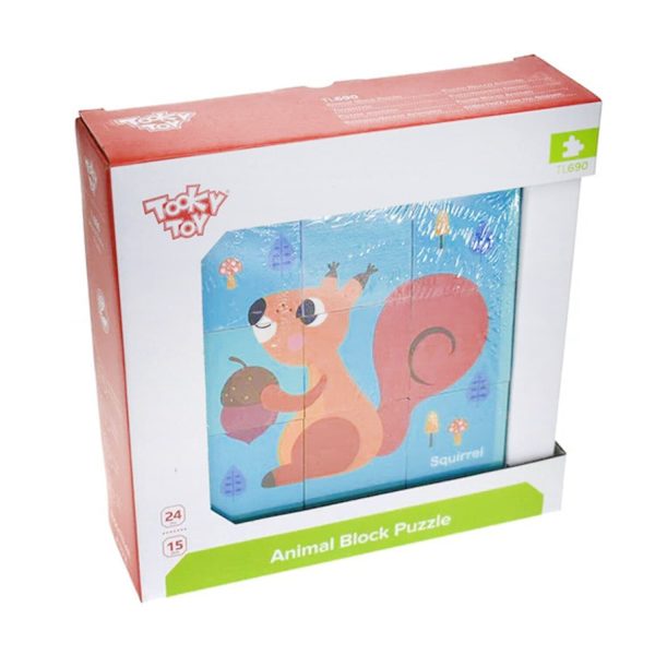 Tooky Toy Co Animal Block Puzzle  14x14x5cm For Cheap