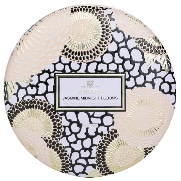 Voluspa 3 Wick Decorative Tin Candle - Jasmine Midnight Blooms  340g 12oz Discount