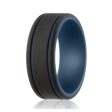 ROQ Silicone Wedding Ring - Duo Collection 2 Thin Lines - Blue-Black by ROQ for Men - 7 mm Ring Online Hot Sale