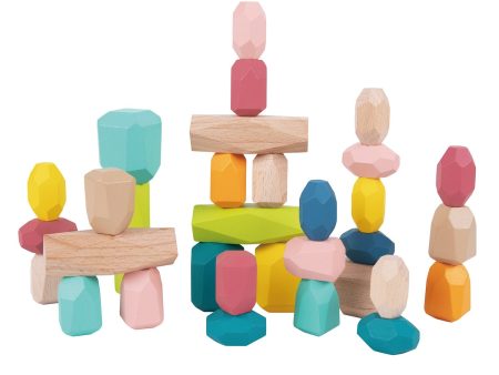 Tooky Toy Co Wooden Stacking Stones - 32pcs  24x18x5cm Hot on Sale