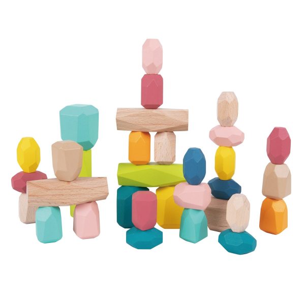 Tooky Toy Co Wooden Stacking Stones - 32pcs  24x18x5cm Hot on Sale