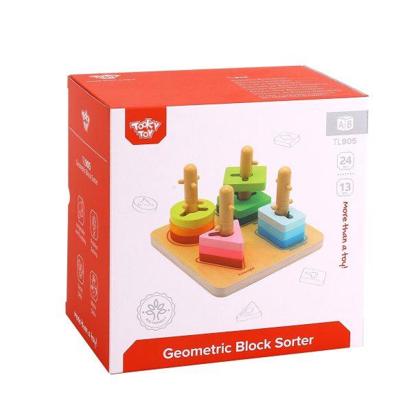 Tooky Toy Co Geometric Block Sorter  18x18x12cm For Cheap