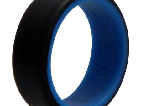 ROQ Silicone Wedding 2Layer Beveled 8mm Ring - Blue-Black by ROQ for Men - 9 mm Ring Online Sale