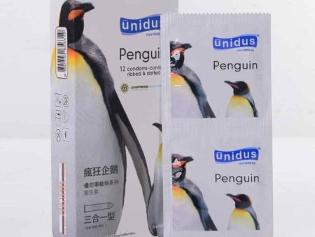 Unidus Korean Condom Penguin contour ribbed & dotted type 12pcs  Fixed Size For Cheap