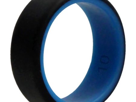 ROQ Silicone Wedding 2Layer Beveled 8mm Ring - Blue-Black by ROQ for Men - 10 mm Ring Online Hot Sale