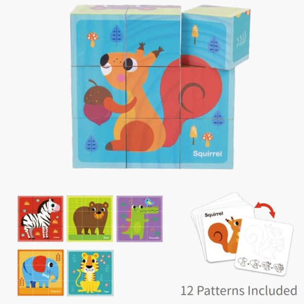 Tooky Toy Co Animal Block Puzzle  14x14x5cm For Cheap