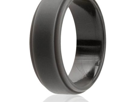 ROQ Silicone Wedding Ring - Step Edge Style - Grey by ROQ for Men - 9 mm Ring on Sale