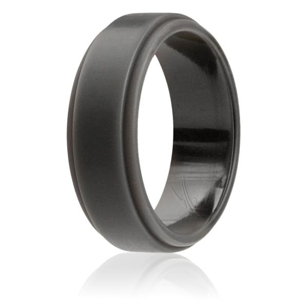 ROQ Silicone Wedding Ring - Step Edge Style - Grey by ROQ for Men - 9 mm Ring on Sale