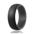 ROQ Silicone Wedding Ring - Duo Collection Dome Style - Grey-Black by ROQ for Men - 9 mm Ring Hot on Sale