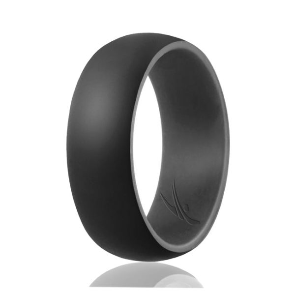 ROQ Silicone Wedding Ring - Duo Collection Dome Style - Grey-Black by ROQ for Men - 9 mm Ring Hot on Sale