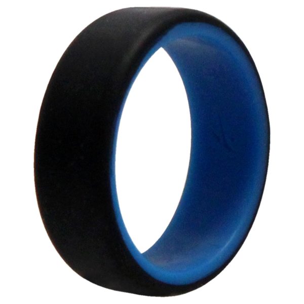 ROQ Silicone Wedding 2Layer Beveled 8mm Ring - Blue-Black by ROQ for Men - 12 mm Ring Online Sale