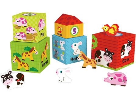 Tooky Toy Co Nesting Box - Farm  13x13x13cm on Sale