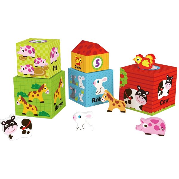 Tooky Toy Co Nesting Box - Farm  13x13x13cm on Sale