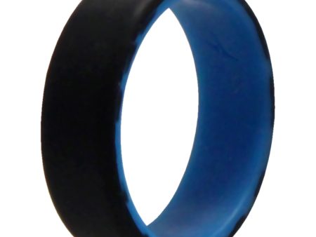 ROQ Silicone Wedding 2Layer Beveled 8mm Ring - Blue-Black by ROQ for Men - 14 mm Ring Online Sale