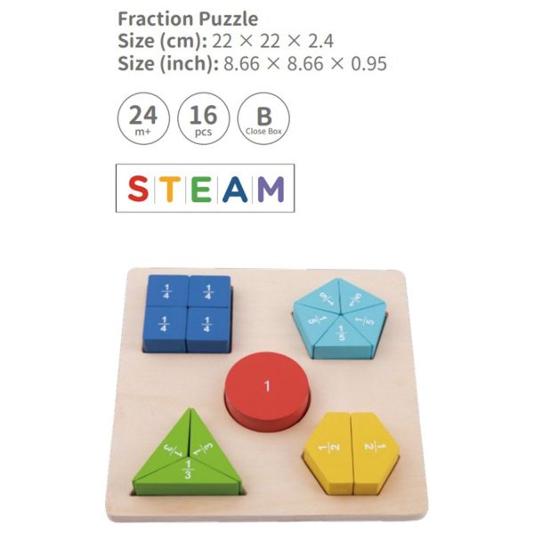 Tooky Toy Co Fraction Puzzle  22x22x3cm Sale