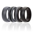 ROQ Silicone Wedding Ring - Dome Style with Middle Line Set by ROQ for Men - 4 x 7 mm Black, Grey, Grey with Black Line, Black with Grey Line Discount