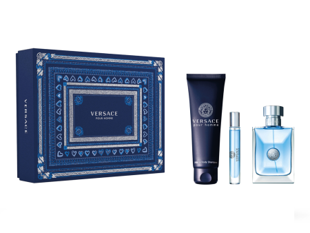 Versace Versace Pour Homme by Versace for Men - 3 Pc Gift Set 3.4oz EDT Spray, 10ml EDT spray, 5.0oz Hair and Body Shampoo Cheap