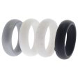 ROQ Silicone Wedding Ring Set - Black-White by ROQ for Women - 4 x 6 mm Ring Supply