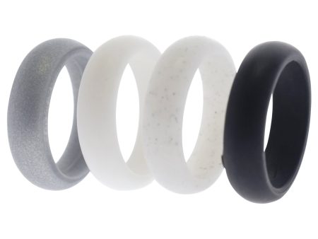 ROQ Silicone Wedding Ring Set - Black-White by ROQ for Women - 4 x 6 mm Ring Supply