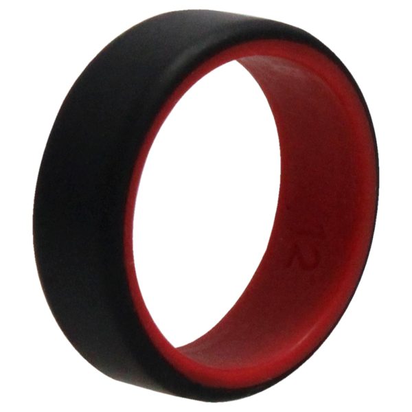 ROQ Silicone Wedding 2Layer Beveled 8mm Ring - Red-Black by ROQ for Men - 12 mm Ring Sale