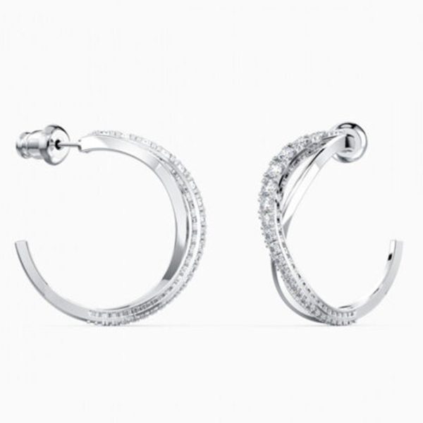 Swarovski Twist hoop earrings 5563908 - White, Rhodium plated  White Online Sale