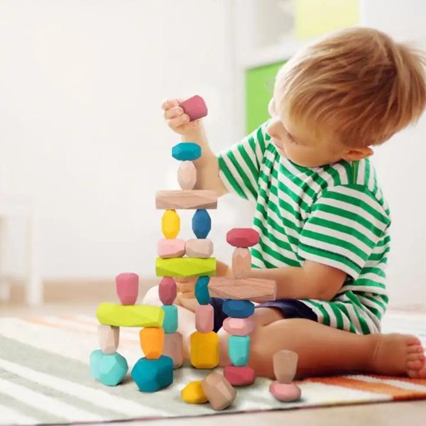 Tooky Toy Co Wooden Stacking Stones - 32pcs  24x18x5cm Hot on Sale