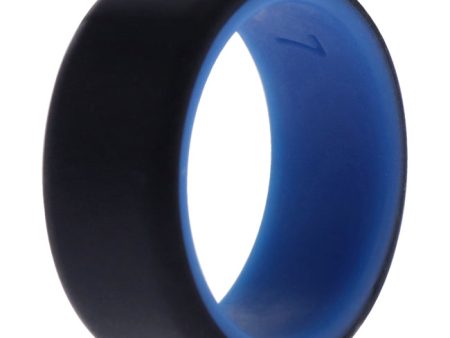 ROQ Silicone Wedding 2Layer Beveled 8mm Ring - Blue-Black by ROQ for Men - 7 mm Ring Online