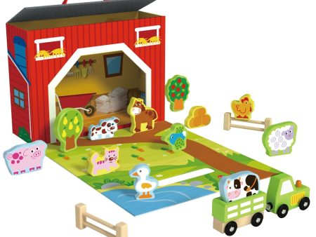 Tooky Toy Co Farm Play Box  30x10x22cm For Cheap