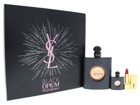 Yves Saint Laurent Black Opium by Yves Saint Laurent for Women - 3 Pc Gift Set 3oz EDP Spray, 0.25oz EDP Spalsh, 0.05oz Rouge Pur Couture Lipstick - # 1 Cheap