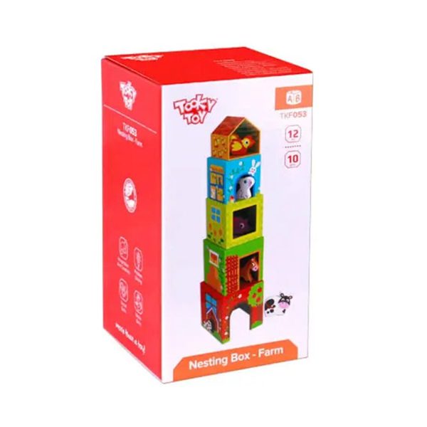 Tooky Toy Co Nesting Box - Farm  13x13x13cm on Sale