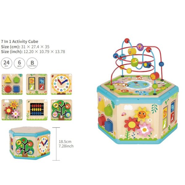 Tooky Toy Co 7 In 1 Activity Cube  31x28x35cm Online Hot Sale