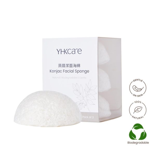 YHKCARE Konjac Sponge (Pure) Trio pack  3pcs Hot on Sale