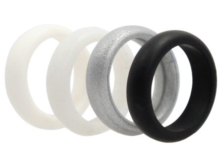 ROQ Silicone Wedding Ring Set - Black-White by ROQ for Women - 4 x 5 mm Ring For Discount